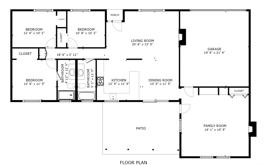 Floor plan of 585 N Wendy Dr showing 3 bedrooms, 2 bathrooms, kitchen, living room, and 400+ sq ft bonus room